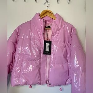 Pink bubble puffer jacket